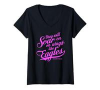 Women's They Will Soar On Wings Like Eagles Isaiah 40:31 Scripture V-Neck T-Shirt