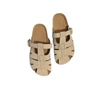 Women's Thick Bottom Outer Wear Bokken Shoes Retro Roman Sandal Woven Women's Shoes,Sandy,6 UK