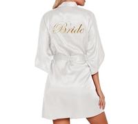 Womens Thick Dressing Gown,Satin Bride Robe Bridesmaid Kimono Robes Wedding For The Bride To Be One Size Nightwear Bathrobe