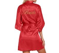 Womens Thick Dressing Gown,Satin Bride Robe Bridesmaid Kimono Robes Wedding For The Bride To Be One Size Nightwear Bathrobe