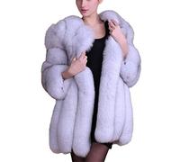 Womens Thick Faux Fox Fur Coat Fashion Solid Faux Fur Jacket Tops Thicken Ladies Long Overcoat Winter Parka Outerwear Autumn Cardigan Soft Fluffy Plush Jacket Coat Natural 3XL