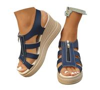 Women's Thick Heel Medium Heel Large Size Sandals Hollow Fish Mouth Shoes Easy Steps on Warm Sand