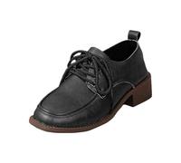 Women's Thick Heels High Heels Increase the Height of Classic Versatile British Style Fashion Loafers Simple Temperament Retro Breathable Party Heels, black, 3.5 UK