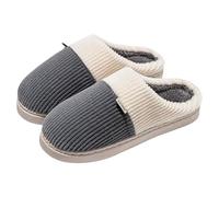 Womens Thick Sole Striped Slippers, Womens Padded Slippers Closed Toe, Thermal Comfortable House Shoes Fashion Sweet Home Shoes Fuzzy Slip-Resistant Sliders Memory Foam Thickened Sliders