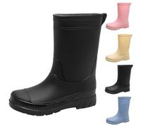 Womens Thick Soled Rain Boots Mid Calf, Womens Plain Rain Boots Mid Calf, Outdoor Rubber Footwear Slip-Resistant Waterproof Booties Classic Casual Shoes Thermal Fleece-Lined Rain Booties
