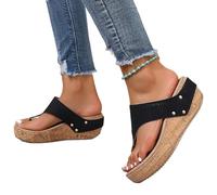 Women's Thick-soled Wedge Heel Flip Flops Hollow-out Flip Flops