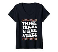 Womens Thick Thighs and R&B Vibes Trendy 90s Hip Hop Music Lover V-Neck T-Shirt