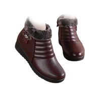 Women's Thickened Warm Ankle Boots,Winter Warm Waterproof Non Slip Orthopedic Shoes Slip on Ankle Sneakers,Outdoor Lightweight Non-Slip Side Zipper Ankle Booties (Red Brown(b),numeric_35)