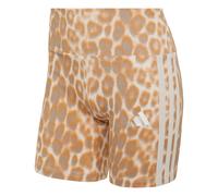 adidas Women's Seasonal Essentials Leopard Print Biker Shorts with 3-Stripes, Multicolor/Wonder Alumina, XL