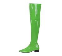 Women's Thigh High Boots Low Heel Shiny Patent Leather Over-the-Knee Tall Boots Pointy Toe Zipper Fall Winter Fashion Dance Shoes