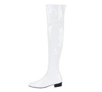 Women's Thigh High Boots Low Heel Shiny Patent Leather Over-the-Knee Tall Boots Pointy Toe Zipper Fall Winter Fashion Dance Shoes