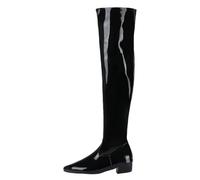 Women's Thigh High Boots Low Heel Shiny Patent Leather Over-the-Knee Tall Boots Pointy Toe Zipper Fall Winter Fashion Dance Shoes