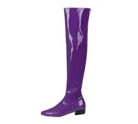 Women's Thigh High Boots Low Heel Shiny Patent Leather Over-the-Knee Tall Boots Pointy Toe Zipper Fall Winter Fashion Dance Shoes