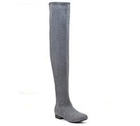 Womens Thigh HIGH Faux Suede Ladies Tall Stretch Over The Knee HIGH Boots Size (UK 3 / EU 36 / US 5, Grey Faux Suede)