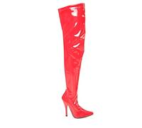 Womens Thigh HIGH Kinky Fetish Stiletto Heel Shoes Pointed Toe Full Side Zip Over The Knee Boots For Ladies Size 3-12 UK Red 12