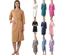 Womens Thin Dressing Gown Womens Waffle Dressing Gown Uk Unisex Couple Bathrobe Lightweight Quick Dry Bathrobe Highly Absorbent Sauna Robe Mid Length Plain Sleepwear For All Seasons