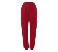 Women's Thin High Waisted Loose Sweatpants Comfortable Linen Blend Pants with Pockets Casual Sweatpants Outdoor Work Cuffed Ankles Trousers Athletic Joggers for Gym and Lounge Wine