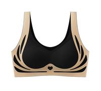 Women's Thin Seamless Bra with Soft Support, Large Bust, Small Semi Firm Cup, Breathable Mature, black, L
