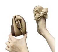 Women's Thin Sole Foldable Ballet Flats Women Travel Hotel Shoes Wide Foot Ladies Butterfly Knot Loafers Woman Orthopedic Shoes for Any Occasion(Khaki,42)