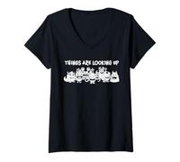 Womens Things are Looking Up Cute Funny Monster Halloween Design V-Neck T-Shirt