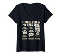 Women's Things I Do in My Free Time Hot Rod Garage V-Neck T-Shirt
