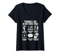 Women's Things I Do in My Free Time Lineman Life V-Neck T-Shirt