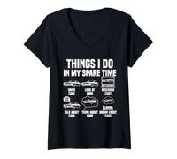 Women's Things I Do in My Spare Time Car Enthusiast Classic Car Guy V-Neck T-Shirt