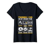 Women's Things I Do in My Spare Time Firefighter Rescue Hero V-Neck T-Shirt