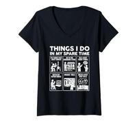 Women's Things I Do in My Spare time Fix Things Fun Dad Fathers Day V-Neck T-Shirt
