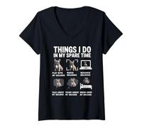 Womens Things I Do In My Spare Time Funny French Bulldog Lover V-Neck T-Shirt