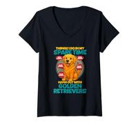 Womens Things I Do In My Spare Time Golden Retrievers V-Neck T-Shirt