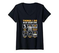 Women's Things I Do in My Spare Time Golf Golfer Club V-Neck T-Shirt