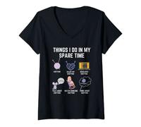 Womens Things I Do In My Spare Time Knitting Yarn Lover Funny Gift V-Neck T-Shirt