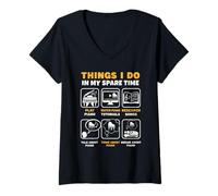 Women's Things I Do in My Spare Time Piano Pianist Keys V-Neck T-Shirt