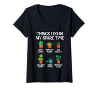 Women's Things I Do in My Spare Time Plant Garden Gardening Gardener V-Neck T-Shirt