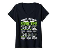 Womens Things I Do in My Spare Time Play Golf Watch People Play GOL V-Neck T-Shirt