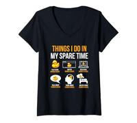 Womens Things I Do In My Spare Time Rubber Duck Duckling Duckie V-Neck T-Shirt