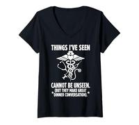 Women's Things I've Seen Cannot Be Unseen Nurse Caduceus Stethoscope V-Neck T-Shirt