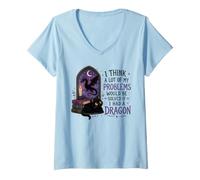 Women's Think A Lot of My Problems Would Be Solved If I Had A Dragon V-Neck T-Shirt