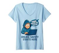Womens Think Before You Click - Cybersecurity Awareness V-Neck T-Shirt