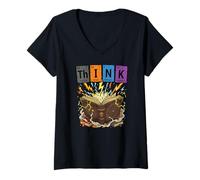 Women's Think Chemistry Elements Funny Science Nerd Periodic Table M V-Neck T-Shirt