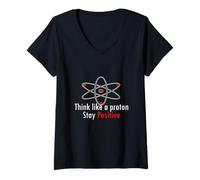 Women's Think Like a Proton - Stay Positive V-Neck T-Shirt