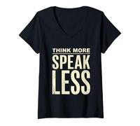 Women's Think More Speak Less Minimalist Stoic Tee V-Neck T-Shirt