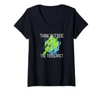 Women's Think Outside The Tesseract | Geometric Parody V-Neck T-Shirt