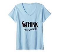 Women's Think Responsibly a Critical Thinking for Truth and Facts V-Neck T-Shirt