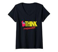 Women's Think Responsibly a Critical Thinking for Truth and Facts V-Neck T-Shirt
