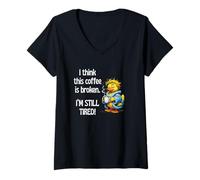 Womens Think This Coffee is Broken I’m Still Tired Cruise Duck Fun V-Neck T-Shirt