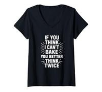 Womens Think Twice Funny Art V-Neck T-Shirt