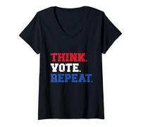 Women's Think Vote Repeat Civic Duty Democracy Election Reminder USA V-Neck T-Shirt