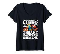 Women's Thinking About Getting More Chickens Funny Farmer Lady V-Neck T-Shirt